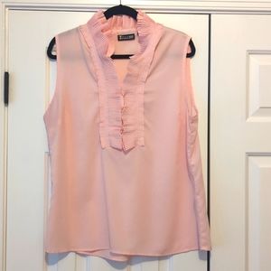 Sleeveless, high collar ruffle top - perfect for under suits! New York & Co